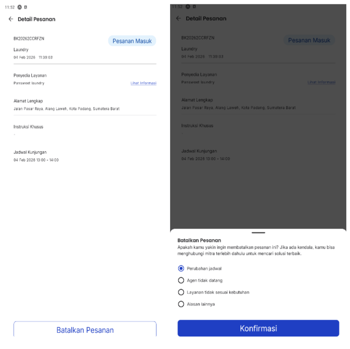 Pembatalan pesanan