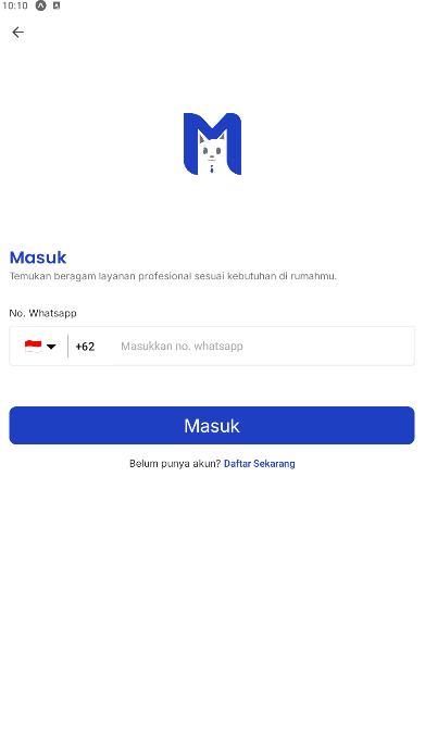 Tampilan masuk aplikasi SiMahir