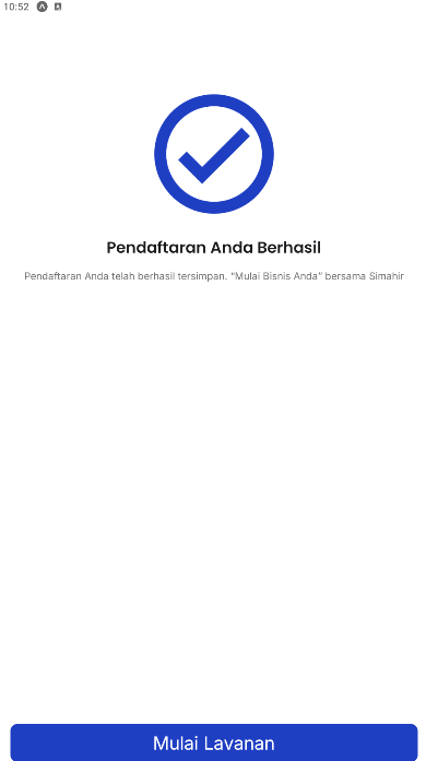 Konfirmasi pendaftaran berhasil