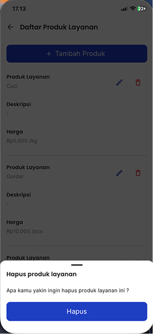 Modal Hapus Produk Layanan