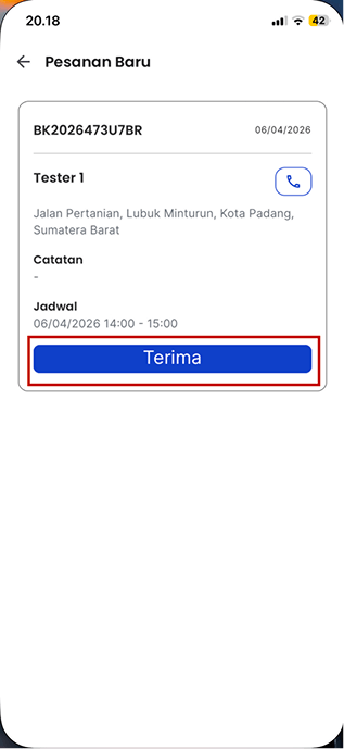 Menu Pesanan Baru dan Daftar Pesanan Baru