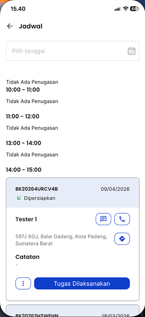 Jadwal + Tombol Tugas Dilaksanakan