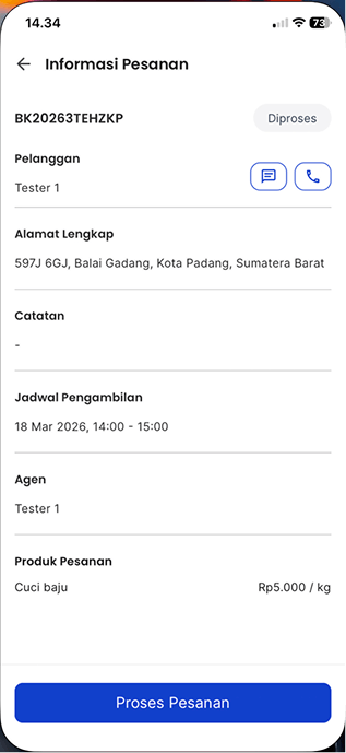 Informasi Pesanan - Tombol Proses Pesanan