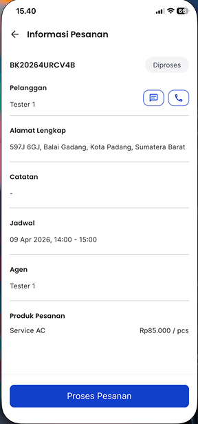 Tab Pesanan Diproses + Detail