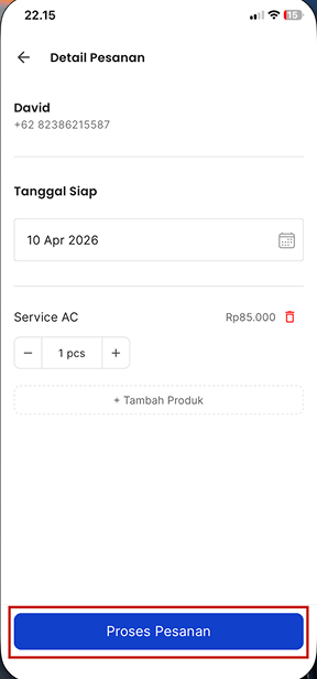 Detail Produk pada Pesanan