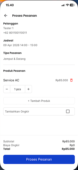 Halaman Proses Pesanan
