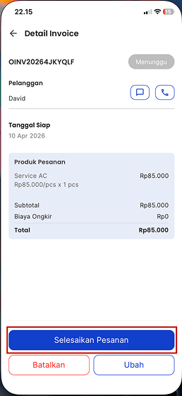 Halaman Detail Invoice