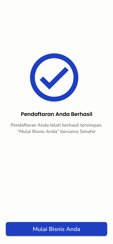 Halaman konfirmasi pendaftaran berhasil