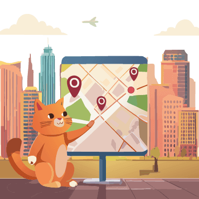 Map showing localized service providers in the area